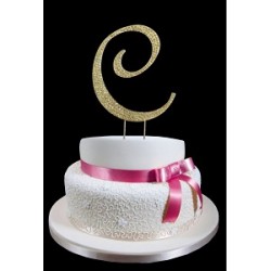 Gold Letter C Rhinestone Cake Topper Decoration